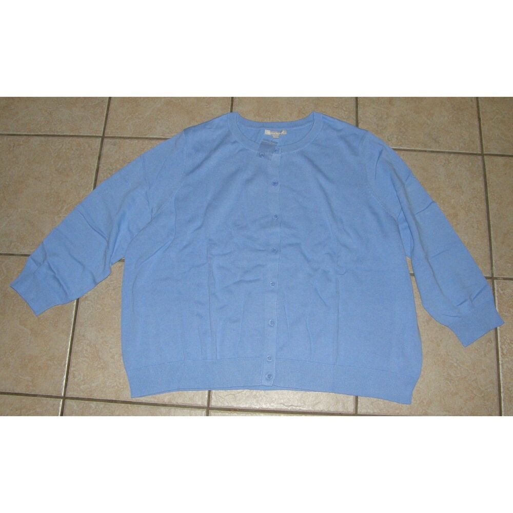 WOMAN WITHIN Blue Plus Sz 30/32 Casual or Dress Stretchy Cardigan Sweater NEW